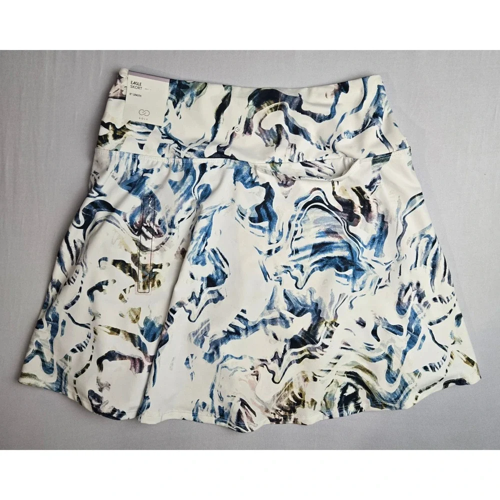 Calia Golf Eagle Skort Womens Small Blue White Marble Abstract Print 15 Inch NWT